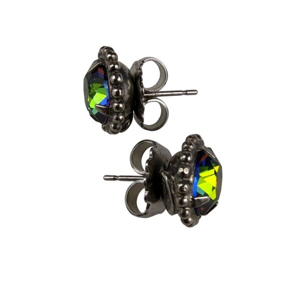 Sorrelli Womens Silver Tone Beaded Stud Earrings With Iridescent Round Crystals - Picture 2 of 5